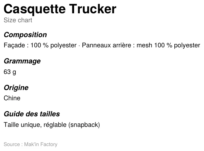 Guide des tailles