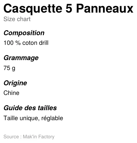 Guide des tailles