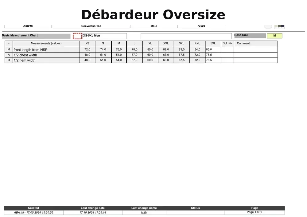Guide des tailles